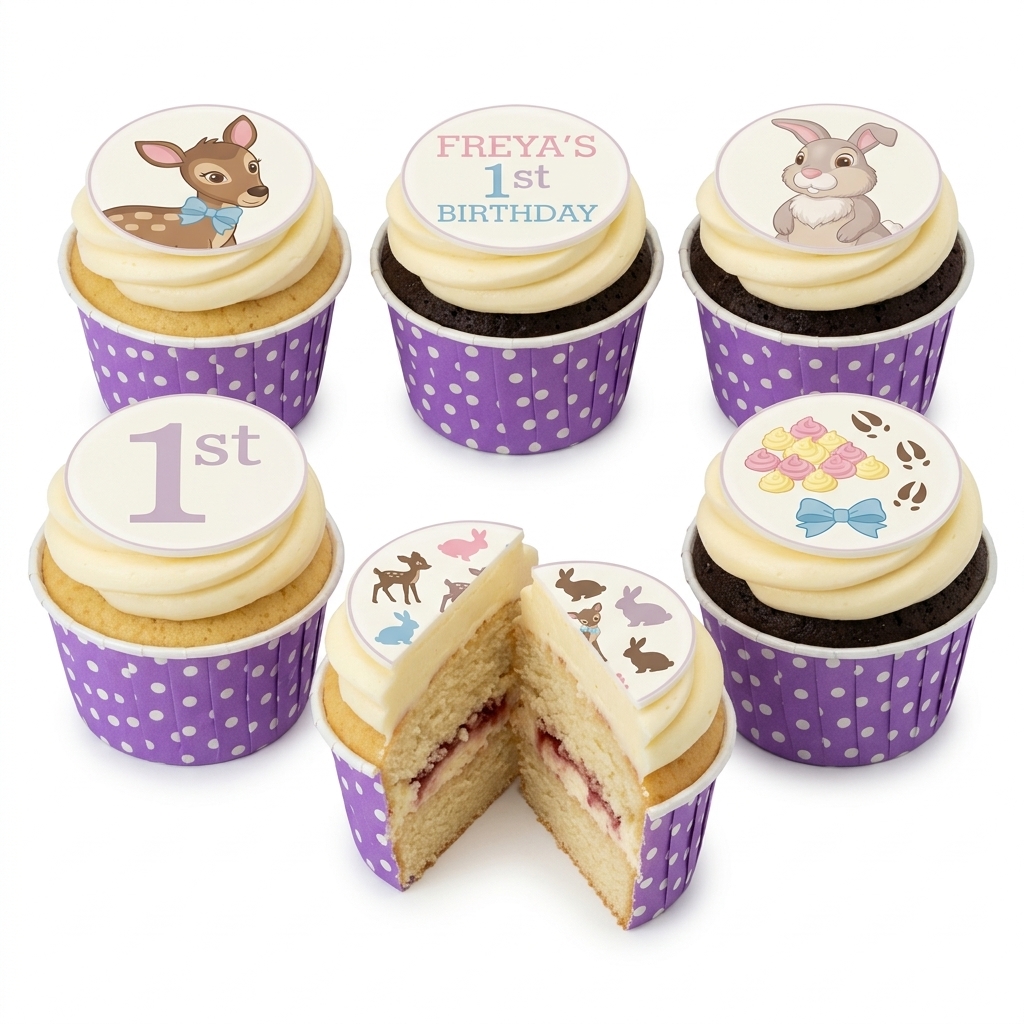 Woodland Animals 1st Birthday Cupcakes