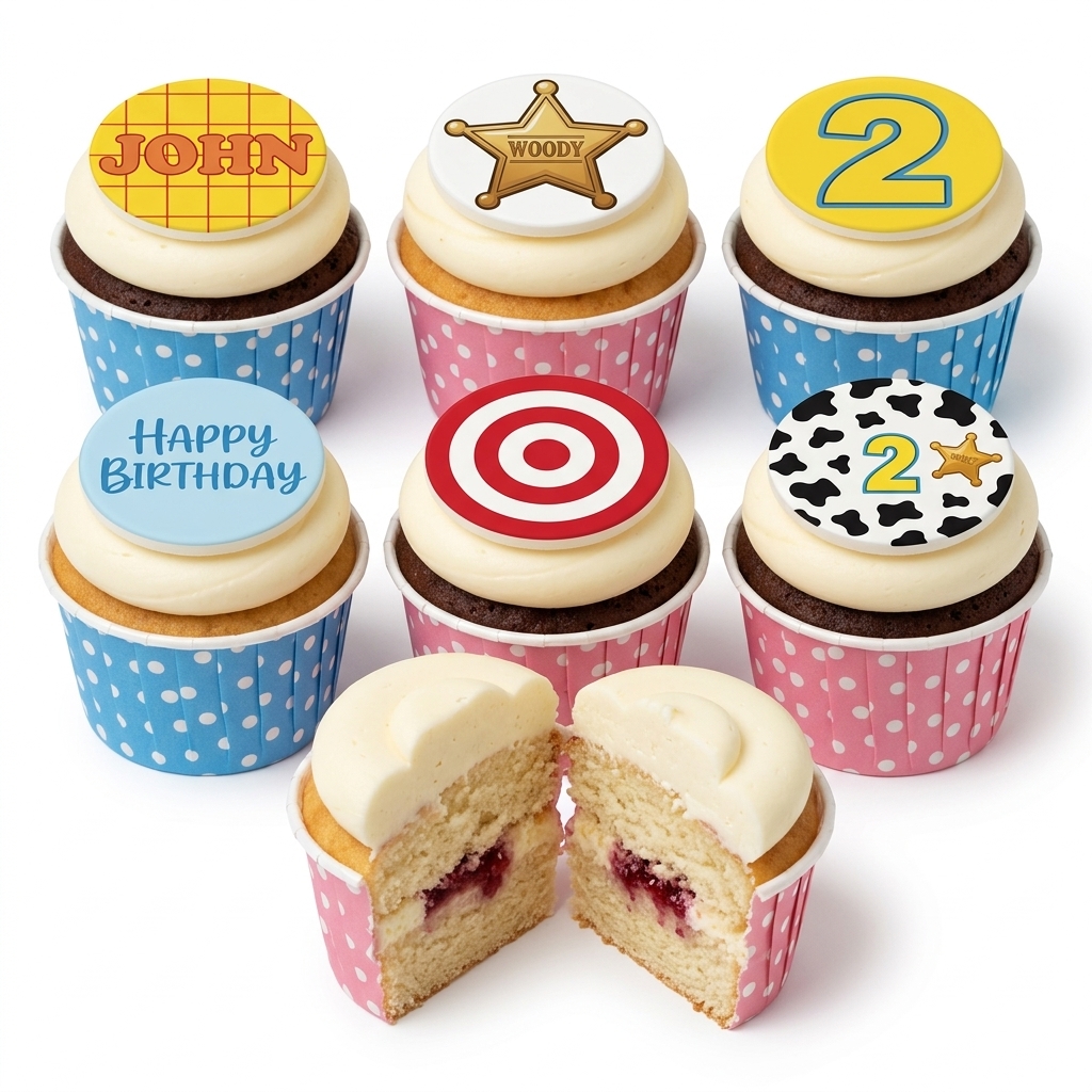 Toy Story Theme Birthday Cupcakes with Custom Age & Name