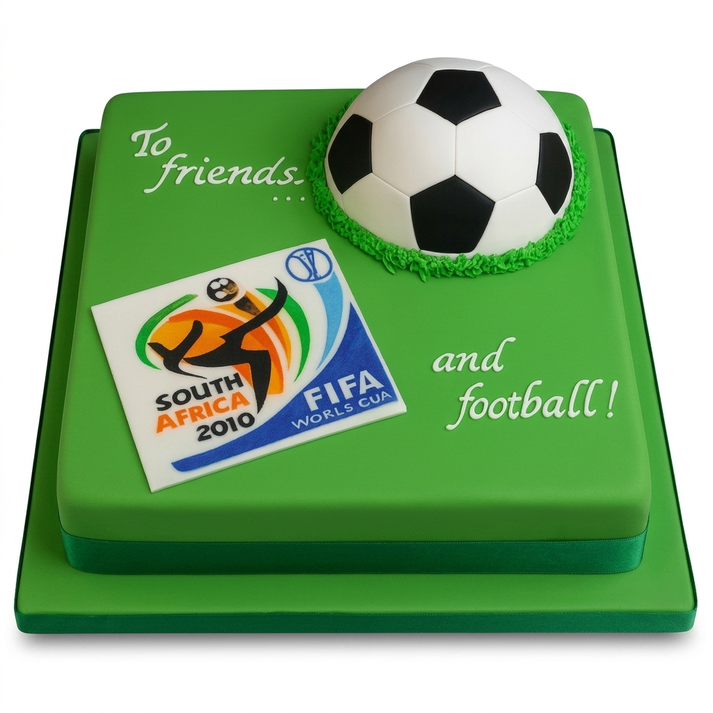 Football Pitch Birthday Cake with FIFA Theme