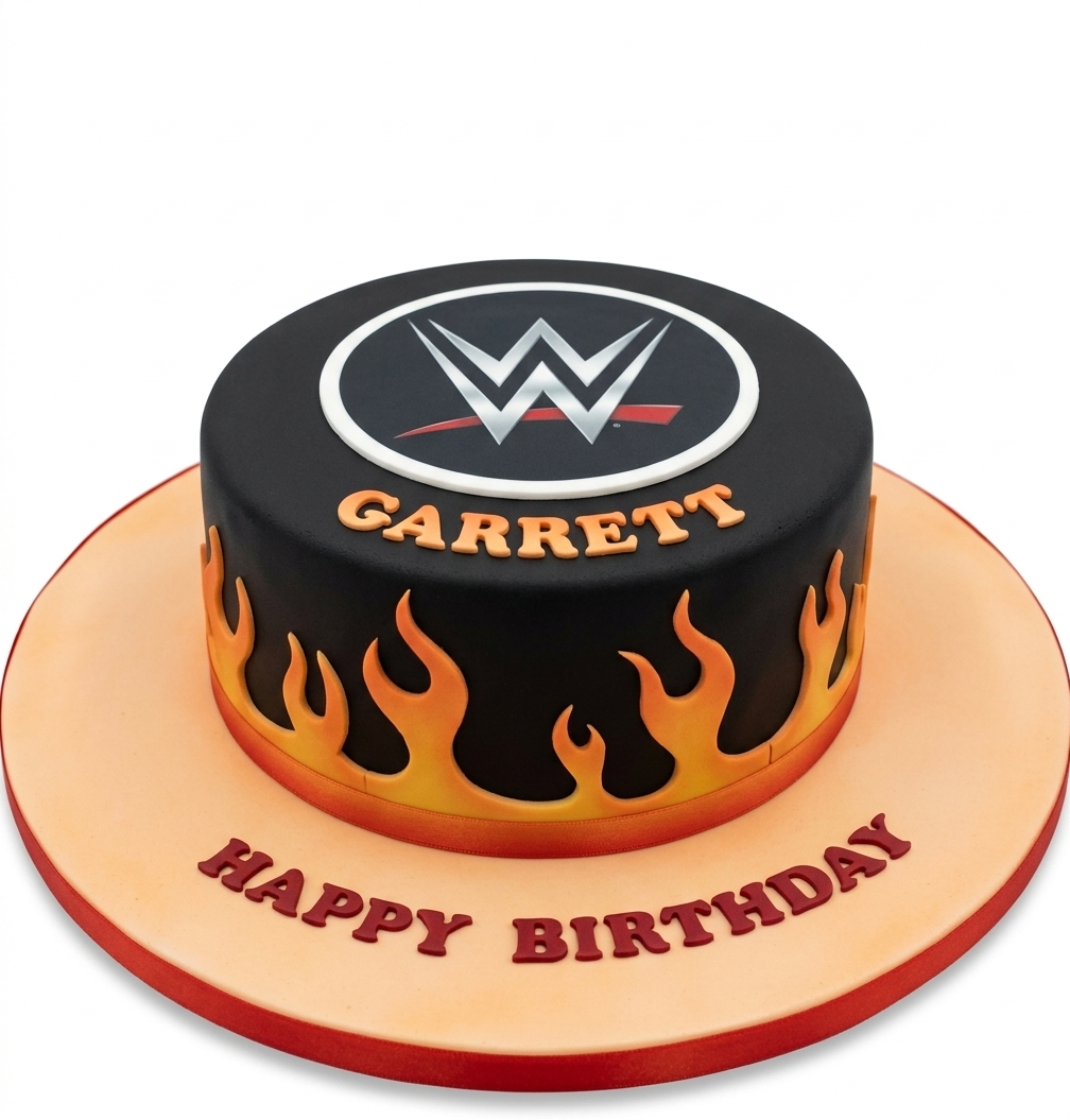 WWE Flames Birthday Cake