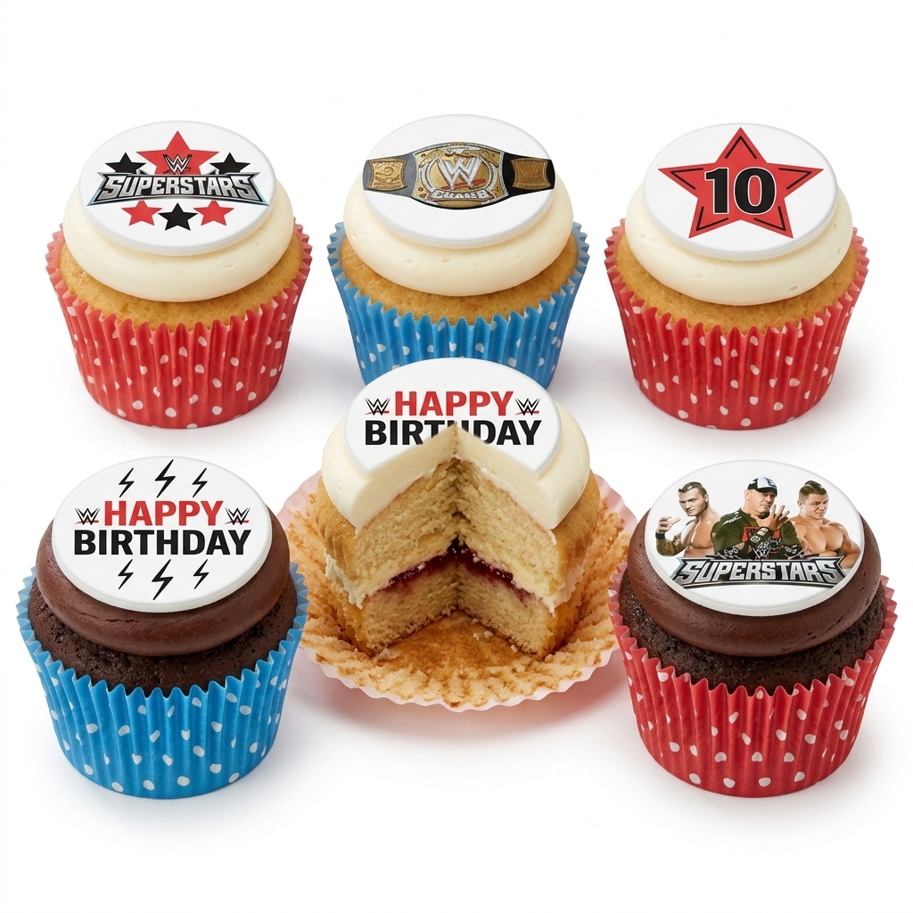 WWE Superstars Birthday Cupcakes with Custom Age