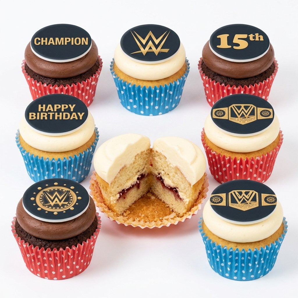 WWE Wrestling Theme Birthday Cupcakes