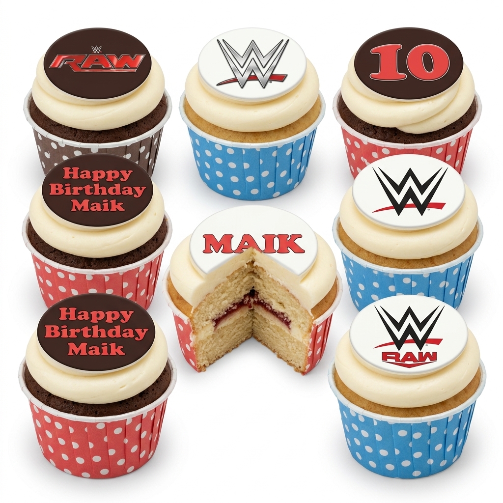 WWE Birthday Cupcakes with Custom Toppers