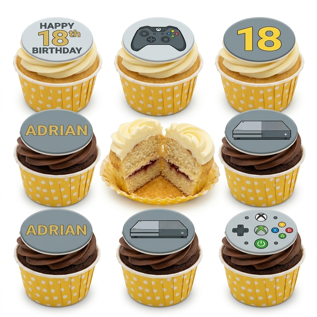 Xbox Gaming Birthday Cupcakes with Custom Toppers