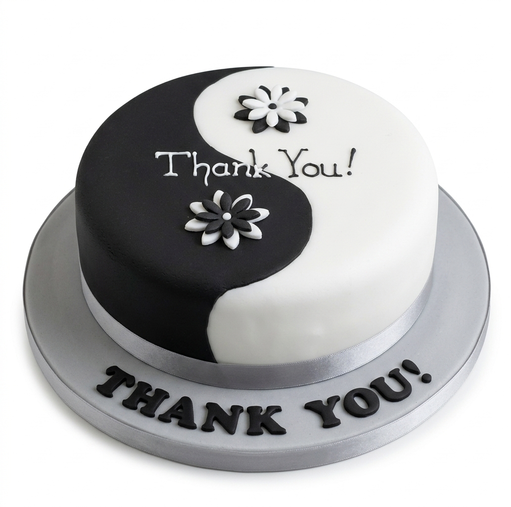 Yin Yang Thank You Cake