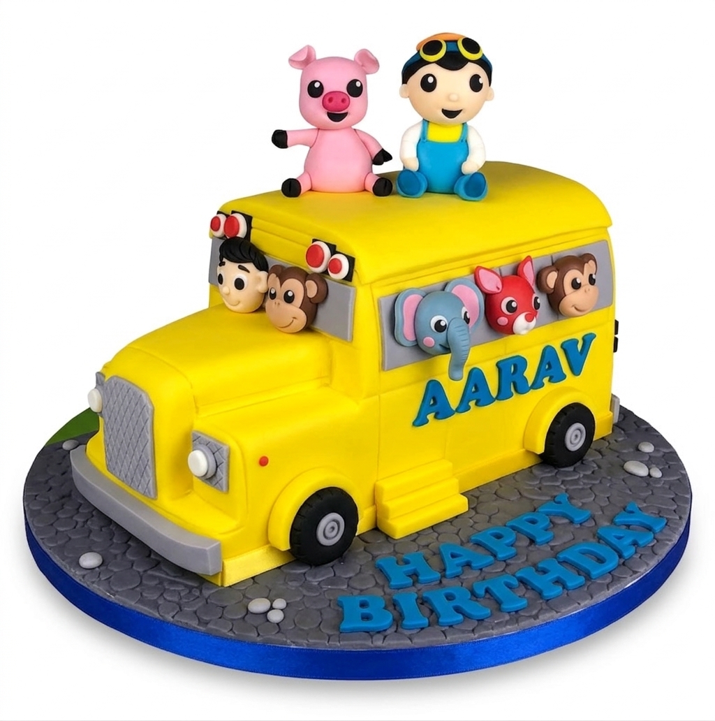 Coco Melon Theme Bus Birthday Cake