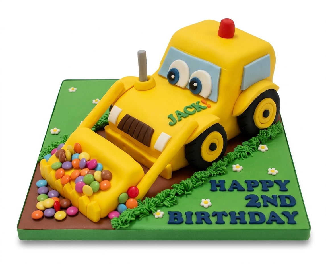 Digger Birthday Cake for Boys with Custom Age