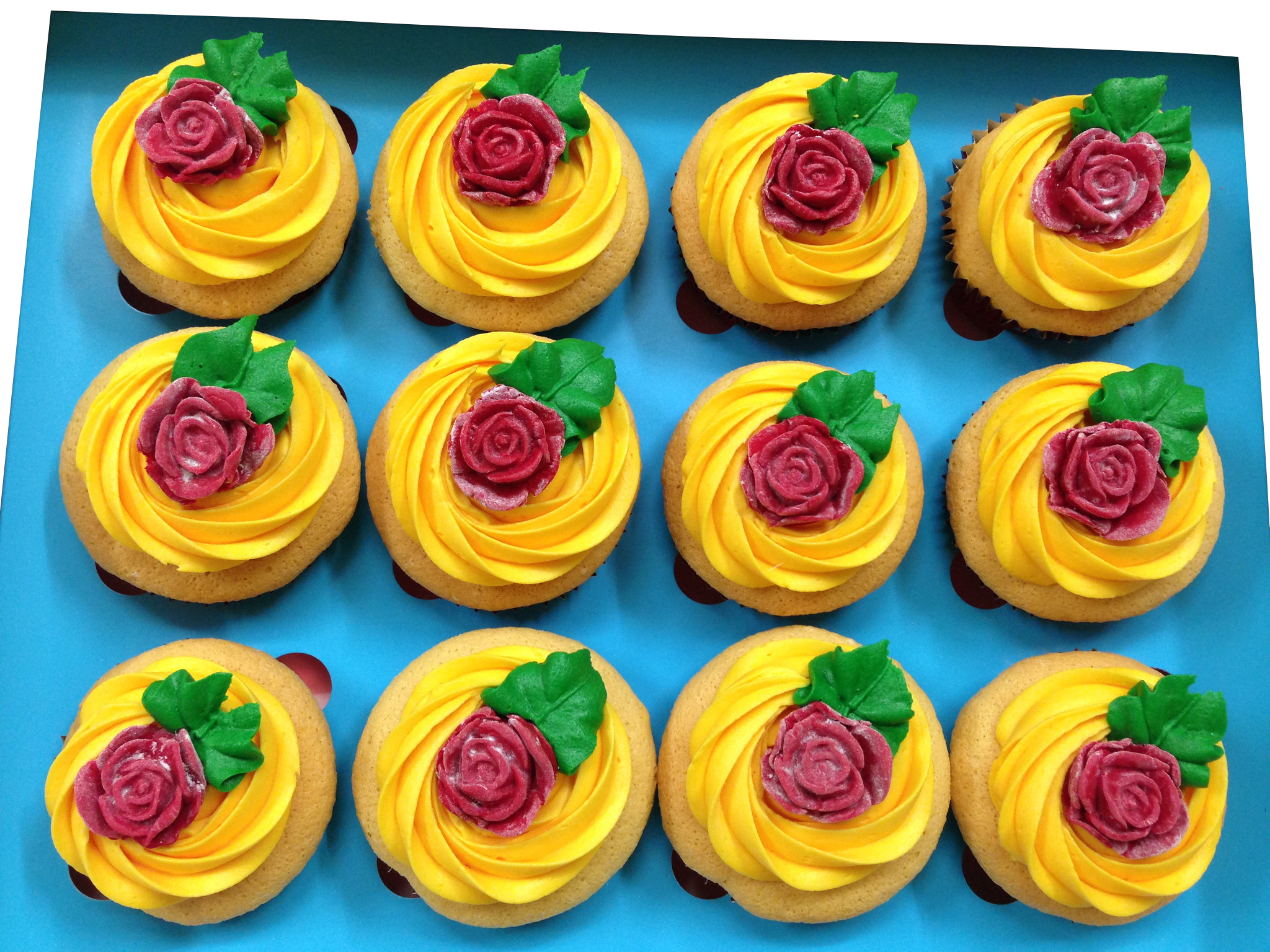 Yellow Frosting Rose Cupcakes - Pack of 6