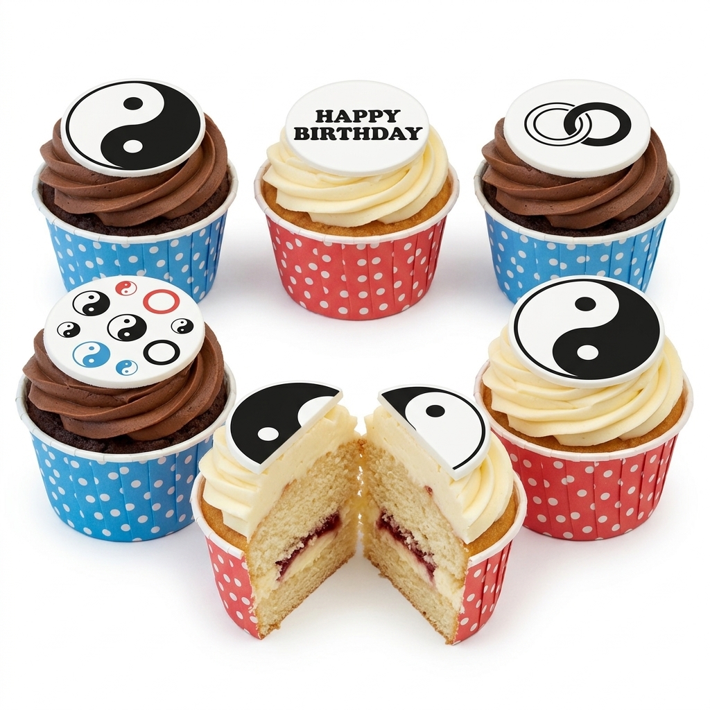 Yin Yang Birthday Cupcakes