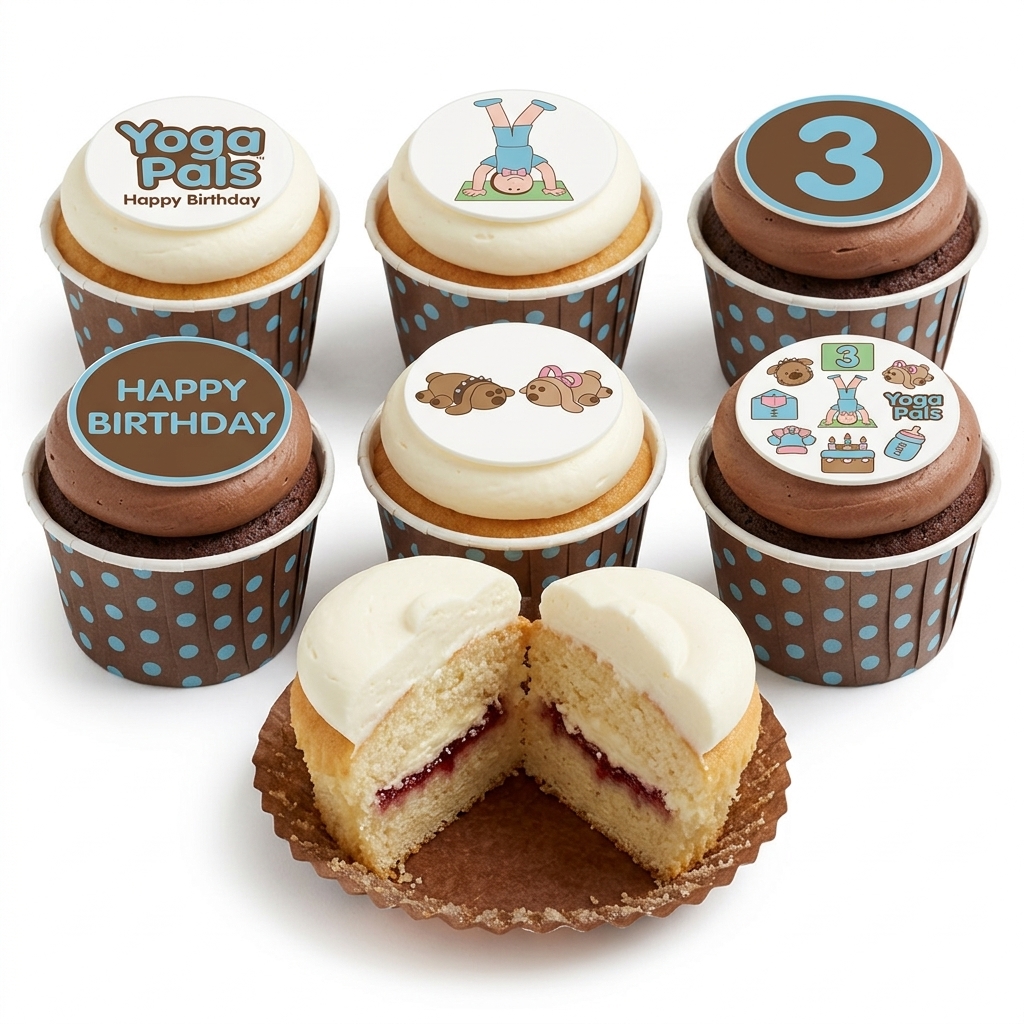 Yoga Pals Birthday Cupcakes with Custom Age Topper