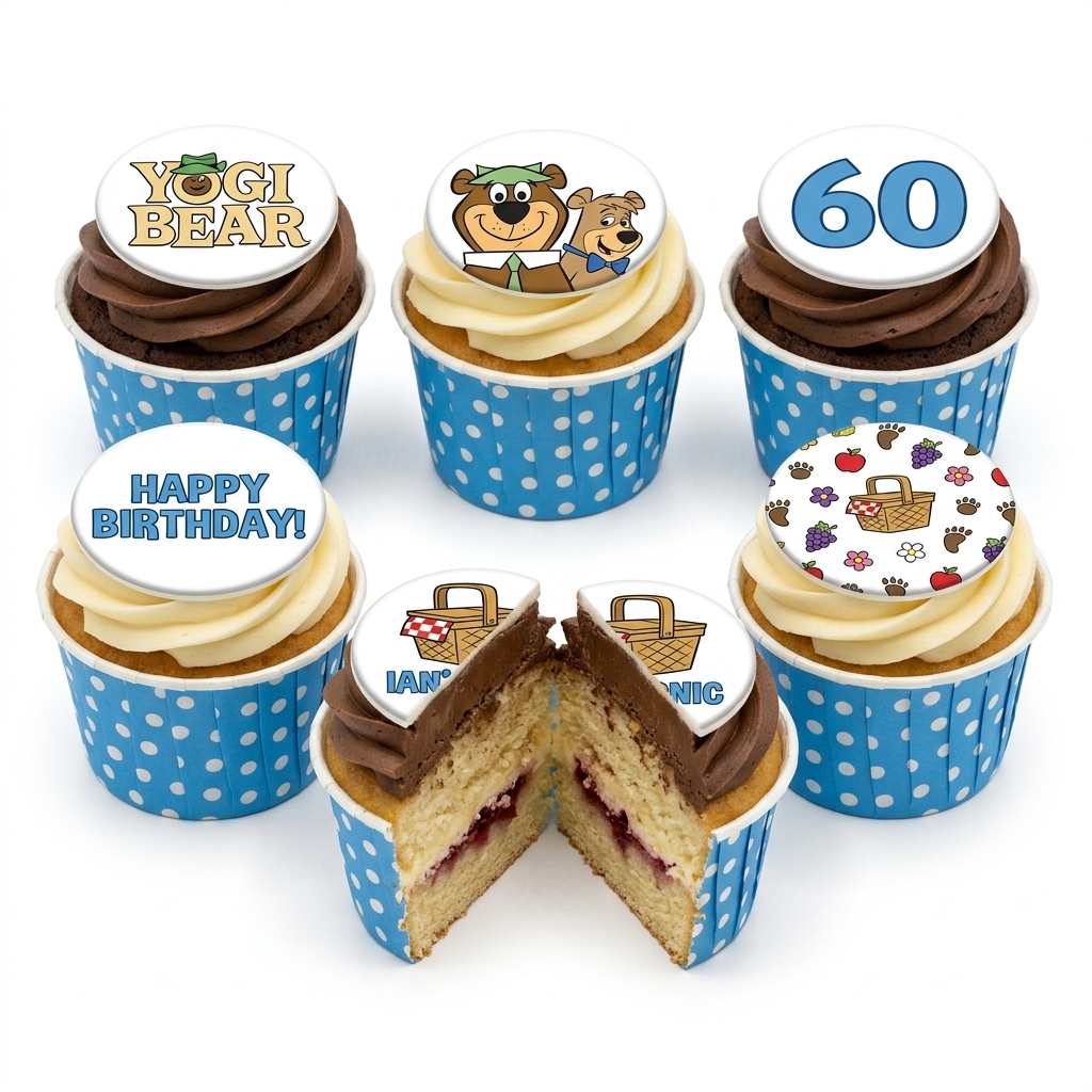 Yogi Bear Birthday Cupcakes with Custom Age Topper