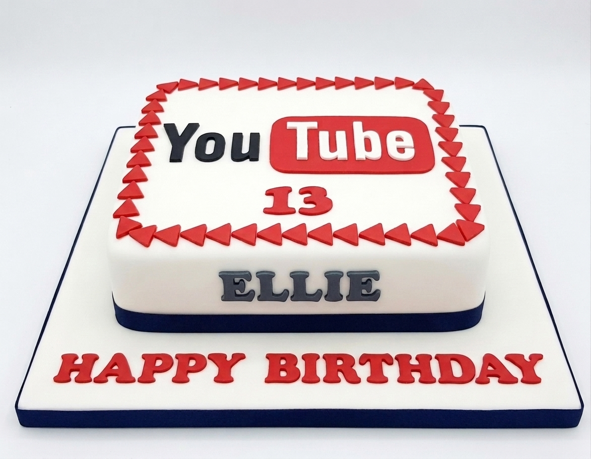 YouTube Theme Birthday Cake with Custom Age