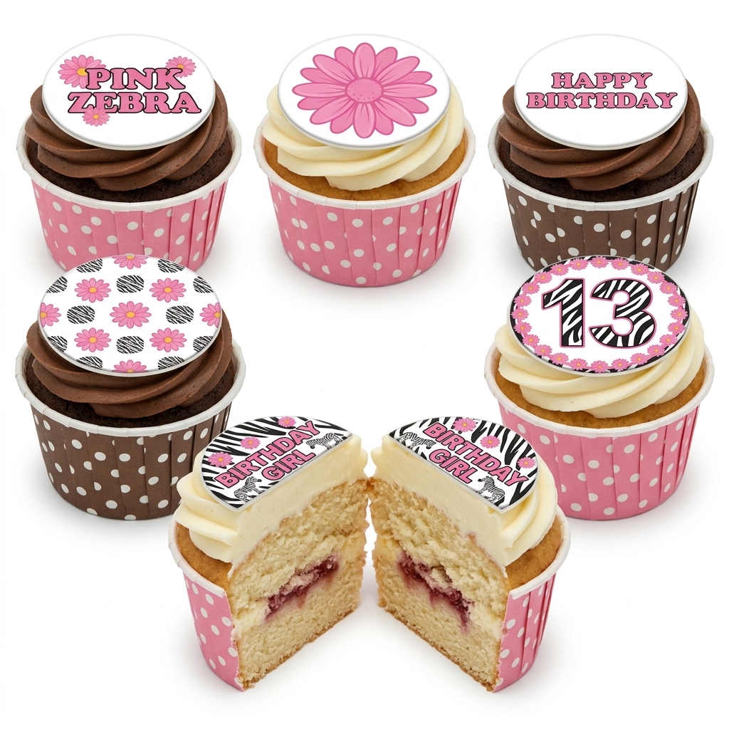 Zebra Print Birthday Cupcakes for Girls