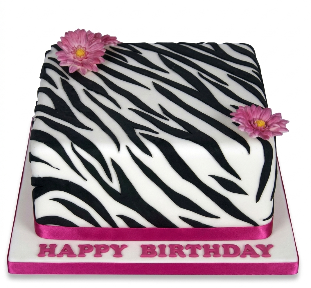 Zebra Print Birthday Cake for Her
